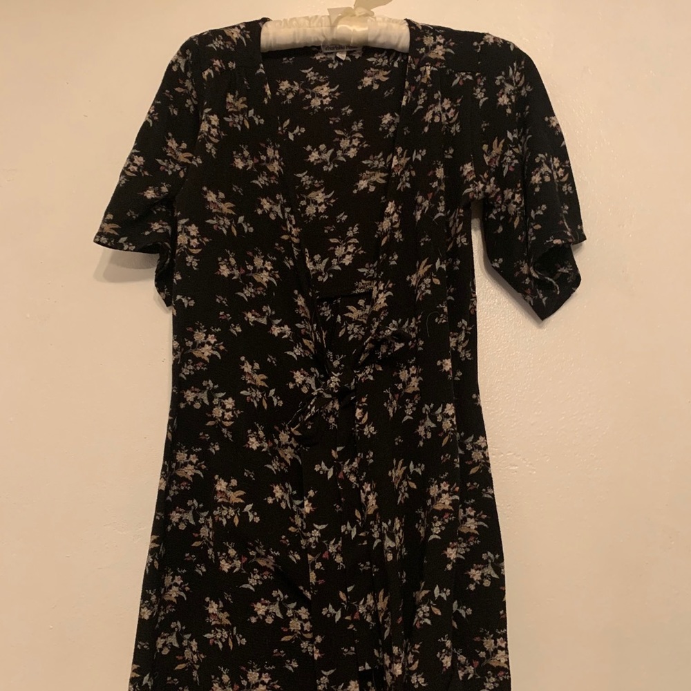 Black Floral MIDI Dress
